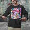 Groovy Teacher Cute Coquette Bow Flower Retro Back To School Unisex Sweatshirt, Groovy Teacher Sweatshirts, gift for family, gift for coworker Groovy Teacher Cute Coquette Bow Flower Retro Back To School Unisex Sweatshirt, Groovy Teacher Sweatshirts, gift for family, gift for coworker