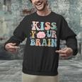 Kiss Your Brain Teacher Inspire Educate Groovy Retro Vintage Unisex Sweatshirt, Groovy Teacher Sweatshirts, gift for family, gift for coworker Kiss Your Brain Teacher Inspire Educate Groovy Retro Vintage Unisex Sweatshirt, Groovy Teacher Sweatshirts, gift for family, gift for coworker