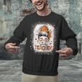 Messy Bun Spooky Teacher Bleached Halloween Teachers Unisex Sweatshirt, gift for family, gift for coworker Messy Bun Spooky Teacher Bleached Halloween Teachers Unisex Sweatshirt, gift for family, gift for coworker