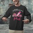 In October We Wear Pink Apple Teacher Daisy Breast Cancer Unisex Sweatshirt, gift for family, gift for coworker