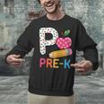 P Is For Pre K Teacher Student Pencil Apple Back To School Unisex Sweatshirt, gift for family, gift for coworker P Is For Pre K Teacher Student Pencil Apple Back To School Unisex Sweatshirt, gift for family, gift for coworker