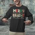 Retro Merry Teacher Bright Students Christmas Teacher Unisex Sweatshirt, gift for family, gift for coworker Retro Merry Teacher Bright Students Christmas Teacher Unisex Sweatshirt, gift for family, gift for coworker