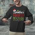 Santa's Favorite Pre-K Teacher Christmas Santa Hat Lights For Men Women Kids Unisex Sweatshirt, gift for family, gift for coworker