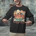Teach Love Inspire Retro Groovy Daisy Back To School Teacher For Men Women Kids Unisex Sweatshirt, Groovy Teacher Sweatshirts, gift for family, gift for coworker