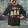 Teacher Halloween Trick Or Teach Cute Ghost Coffee Pumpkins Unisex Sweatshirt, gift for family, gift for coworker Teacher Halloween Trick Or Teach Cute Ghost Coffee Pumpkins Unisex Sweatshirt, gift for family, gift for coworker