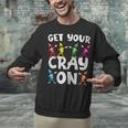 Teacher's Get Your Cray On Dabbing Crayons Unisex Sweatshirt, gift for family, gift for coworker Teacher's Get Your Cray On Dabbing Crayons Unisex Sweatshirt, gift for family, gift for coworker