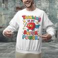 Retro Teaching Is My Superpower Apple Teacher Appreciation Unisex Sweatshirt, gift for family, gift for coworker