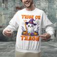 Trick Or Teach Teacher Halloween Ghost Pencil Floral Unisex Sweatshirt, gift for family, gift for coworker