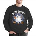 Boo Jour Ghost Halloween French Teacher Cute Coffe Croissant Men Graphic Sweatshirt, funny gift
