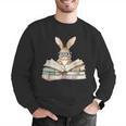Cute Reading Bunny Glasses Books Bookworm Reader Teacher Men Graphic Sweatshirt, funny gift