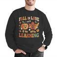 Fall In Love With Learning Retro Autumn Thanksgiving Teacher Men Graphic Sweatshirt, funny gift