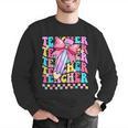 Groovy Teacher Cute Coquette Bow Flower Retro Back To School Men Graphic Sweatshirt, Groovy Teacher Sweatshirts, funny gift