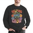 Helping Little Minds Grow Teacher First Day Back To School Men Graphic Sweatshirt, funny gift