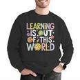 Learning Is Out Of This World Space Teacher Cute Groovy Men Graphic Sweatshirt, Groovy Teacher Sweatshirts, funny gift