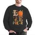 Love Pre-k Teacher Shirts Autumn Fall Pumpkin Fall Leopard Men Graphic Sweatshirt, funny gift