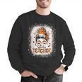 Messy Bun Spooky Teacher Bleached Halloween Teachers Men Graphic Sweatshirt, funny gift