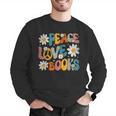 Peace Love Books Bookworm Librarian Reading Teacher Groovy Men Graphic Sweatshirt, Groovy Teacher Sweatshirts, funny gift Peace Love Books Bookworm Librarian Reading Teacher Groovy Men Graphic Sweatshirt, Groovy Teacher Sweatshirts, funny gift