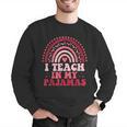 Rainbow Retro Homeschool Mom Teacher I Teach In My Pajamas Men Graphic Sweatshirt, funny gift