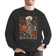 Read In Peace Skeleton Reading Book Halloween Teacher Men Graphic Sweatshirt, funny gift