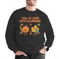 Retro Fall In Love With Learning Autumn Pumpkin Teacher Men Graphic Sweatshirt, funny gift