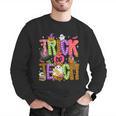Retro Trick Or Teach Leopard Ghost Halloween Spooky Teacher Men Graphic Sweatshirt, funny gift