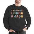 Spanish Teacher Groovy I'm Bilingual I Haha And Jaja Men Graphic Sweatshirt, Groovy Teacher Sweatshirts, funny gift Spanish Teacher Groovy I'm Bilingual I Haha And Jaja Men Graphic Sweatshirt, Groovy Teacher Sweatshirts, funny gift