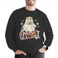 Spooky Teacher Groovy Retro Ghost Teacher Halloween 2023 For Men Women Kids Men Graphic Sweatshirt, Groovy Teacher Sweatshirts, funny gift