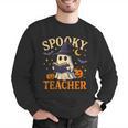 Spooky Teacher Halloween Cute Ghost Pumpkin Reading Women Men Graphic Sweatshirt, funny gift