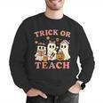 Teacher Halloween Trick Or Teach Cute Ghost Coffee Pumpkins Men Graphic Sweatshirt, funny gift