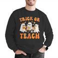Teacher Halloween Trick Or Teach Retro Groovy Floral Ghost Men Graphic Sweatshirt, Groovy Teacher Sweatshirts, funny gift Teacher Halloween Trick Or Teach Retro Groovy Floral Ghost Men Graphic Sweatshirt, Groovy Teacher Sweatshirts, funny gift