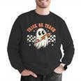 Trick Or Teach Groovy Retro Ghost Halloween Teacher Kids Men Graphic Sweatshirt, Groovy Teacher Sweatshirts, funny gift