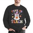 Trick Or Teach Teacher Groovy Ghost Halloween Teacher Men Graphic Sweatshirt, Groovy Teacher Sweatshirts, funny gift