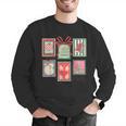 Vintage Preppy Very Merry Teacher Santa Stamps Christmas Men Graphic Sweatshirt, funny gift