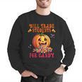 Will Trade Students For Candy Teacher Cute Halloween Pumpkin Men Graphic Sweatshirt, funny gift