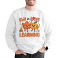 Fall In Love With Learning Thanksgiving Teacher Student Kids Men Graphic Sweatshirt, funny gift