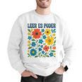 Leer Es Poder Cute Floral Boho Spanish Teacher Reading Men Graphic Sweatshirt, funny gift