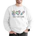 Peace Love Learn Tie Dye Teacher Kids 100th Days Of School Men Graphic Sweatshirt, funny gift Peace Love Learn Tie Dye Teacher Kids 100th Days Of School Men Graphic Sweatshirt, funny gift