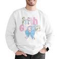 Preppy Fifth Grade Teacher Blue Floral Coquette Pencil Bow Men Graphic Sweatshirt, funny gift