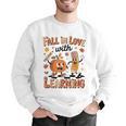 Retro Fall In Love With Learning Autumn Pumpkin Teacher Kids Men Graphic Sweatshirt, funny gift