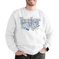 Teacher Blue Chinoiserie Coquette Bow Heart Teacher Life Men Graphic Sweatshirt, funny gift