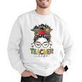 Teacher Life Messy Bun Glasses Leopard Sunflower Men Graphic Sweatshirt, funny gift