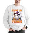 Trick Or Teach Teacher Halloween Ghost Pencil Floral Men Graphic Sweatshirt, funny gift