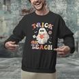 Groovy Halloween Trick Or Teach Retro Floral Ghost Teacher Men Graphic Sweatshirt, Groovy Teacher Sweatshirts, gift for family, gift for coworker Groovy Halloween Trick Or Teach Retro Floral Ghost Teacher Men Graphic Sweatshirt, Groovy Teacher Sweatshirts, gift for family, gift for coworker
