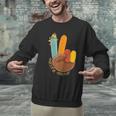 One Thankful Teacher Thanksgiving Turkey Peace Hand Sign Men Graphic Sweatshirt, gift for family, gift for coworker