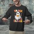 Retro Vintage Groovy Trick Or Teach Teacher Halloween For Men Women Kids Men Graphic Sweatshirt, Groovy Teacher Sweatshirts, gift for family, gift for coworker