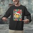 Santas Favorite Teacher Retro Groovy Smile Face Christmas Men Graphic Sweatshirt, Groovy Teacher Sweatshirts, gift for family, gift for coworker