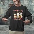 Teacher Halloween Trick Or Teach Cute Ghost Coffee Pumpkins Men Graphic Sweatshirt, gift for family, gift for coworker