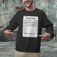 Teacher Nutrition Facts Teachers Nutritional Fact Men Graphic Sweatshirt, gift for family, gift for coworker