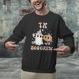 TK Boo Crew Retro Groovy Halloween Floral Ghost TK Teacher Men Women Kids Men Graphic Sweatshirt, Groovy Teacher Sweatshirts, gift for family, gift for coworker