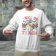 Trick Or Teach Groovy Teacher Halloween Retro Floral Ghost Men Graphic Sweatshirt, Groovy Teacher Sweatshirts, gift for family, gift for coworker